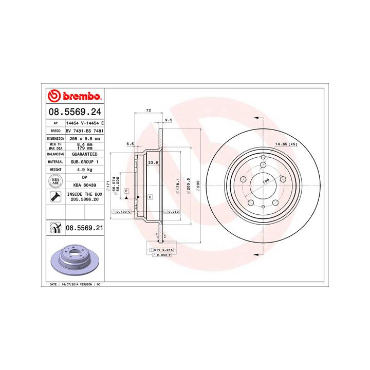 Tarcza hamulcowa BREMBO 08.5569.21