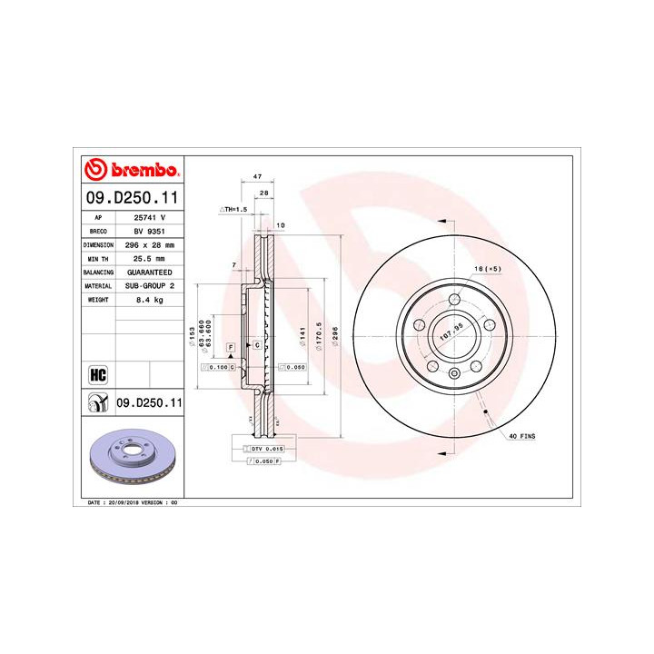 Tarcza hamulcowa BREMBO 09.D250.11