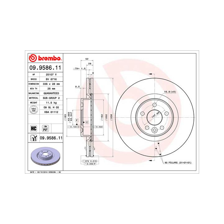 Tarcza hamulcowa BREMBO 09.9586.11