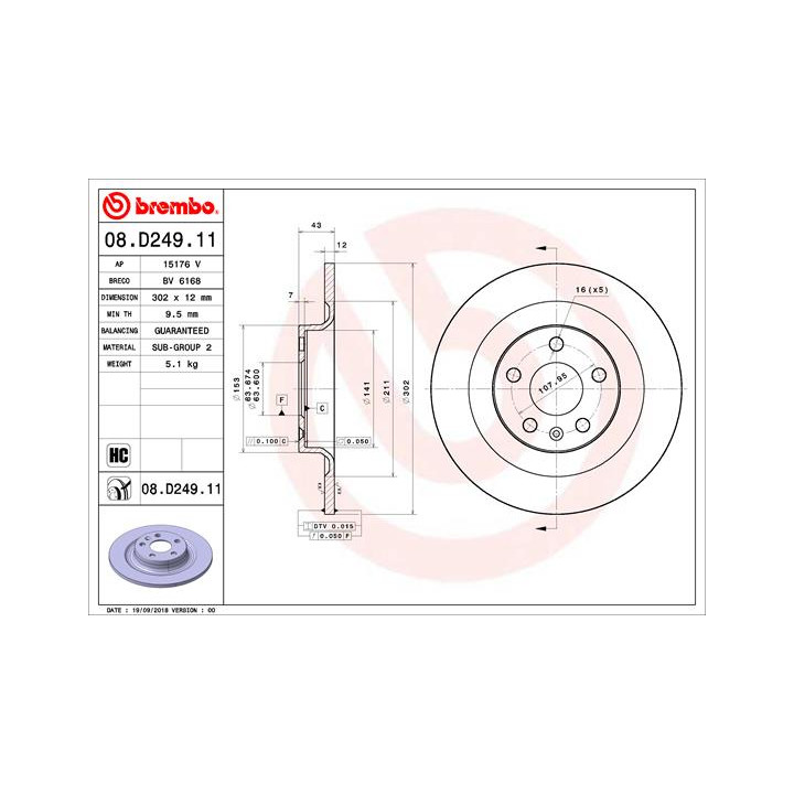 Tarcza hamulcowa BREMBO 08.D249.11