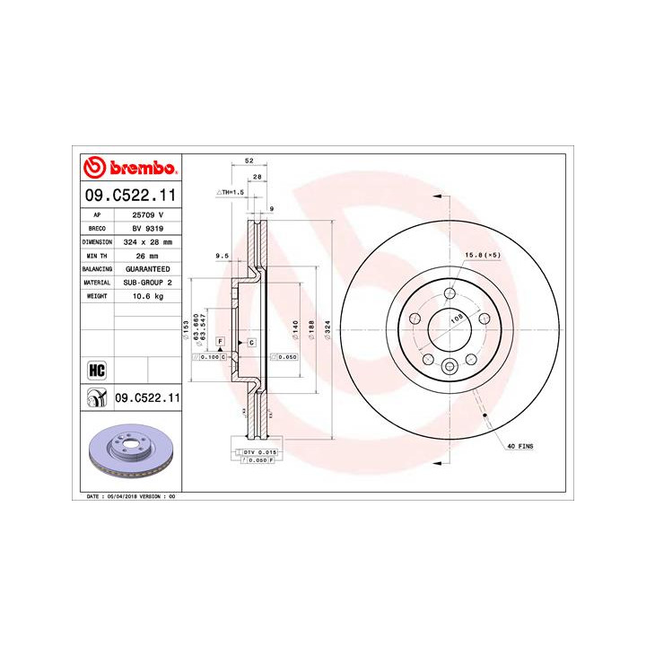Tarcza hamulcowa BREMBO 09.C522.11