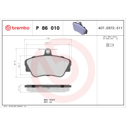 Klocki hamulcowe BREMBO P 86 010