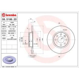 Tarcza hamulcowa BREMBO 08.5186.20