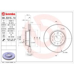 Tarcza hamulcowa BREMBO 09.5315.14