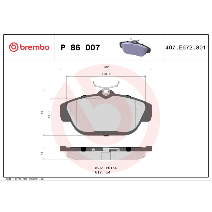 Klocki hamulcowe BREMBO P 86 007