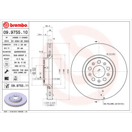 Tarcza hamulcowa BREMBO 09.9755.11