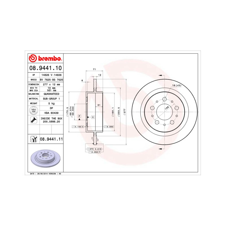 Tarcza hamulcowa BREMBO 08.9441.11