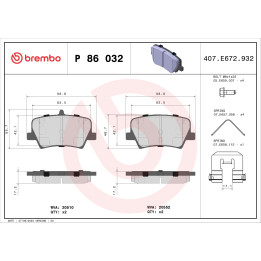 Klocki hamulcowe BREMBO P 86 032