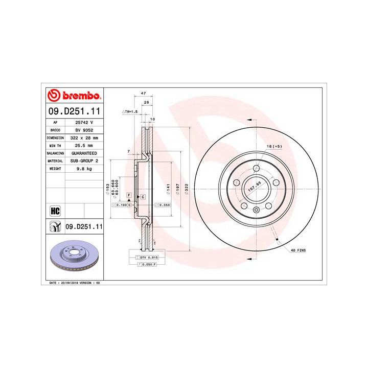 Tarcza hamulcowa BREMBO 09.D251.11