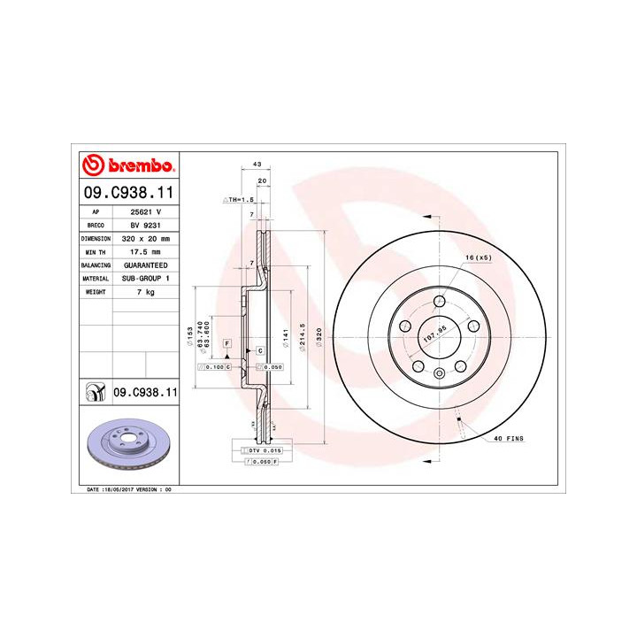 Tarcza hamulcowa BREMBO 09.C938.11
