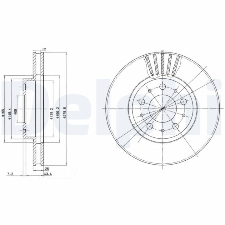 Tarcza hamulcowa DELPHI BG2841