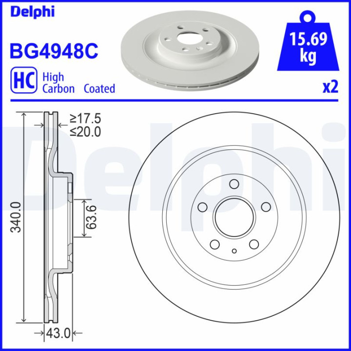 Tarcza hamulcowa DELPHI BG4948C