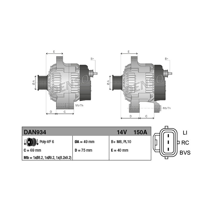 Alternator DENSO DAN934