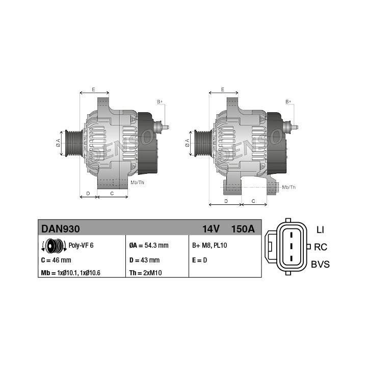 Alternator DENSO DAN930