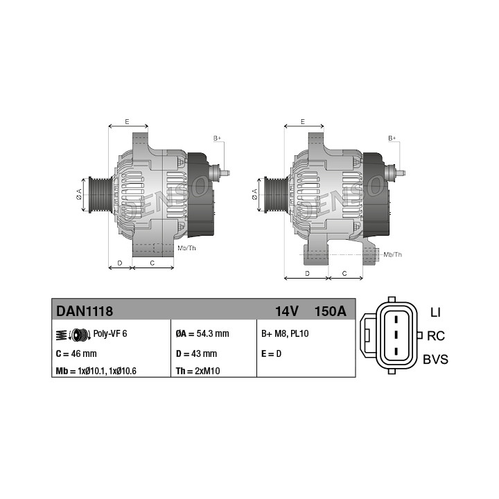 Alternator DENSO DAN1118