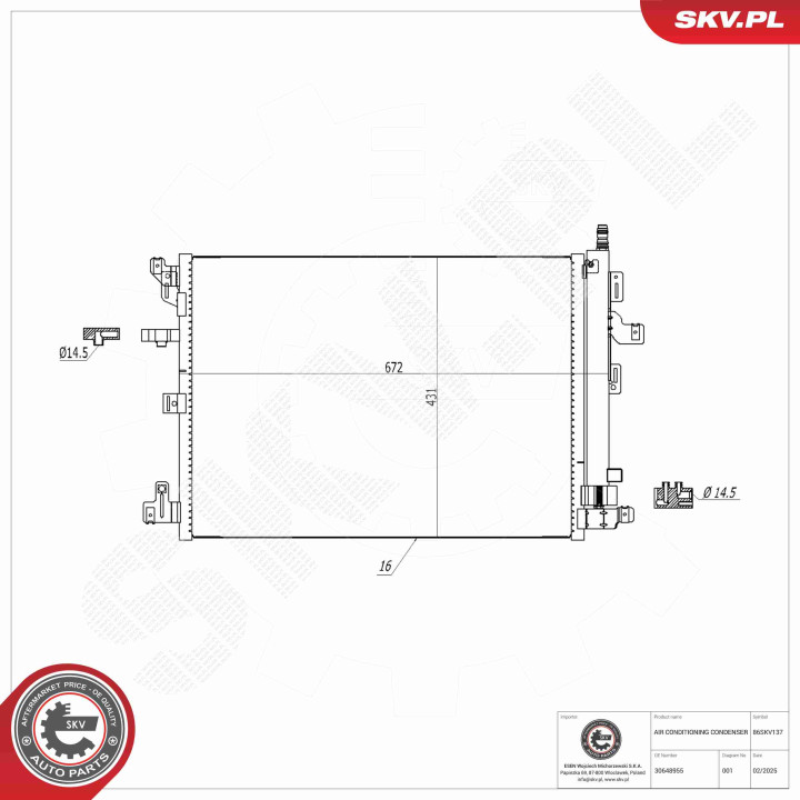 Skraplacz klimatyzacji ESEN SKV 86SKV137