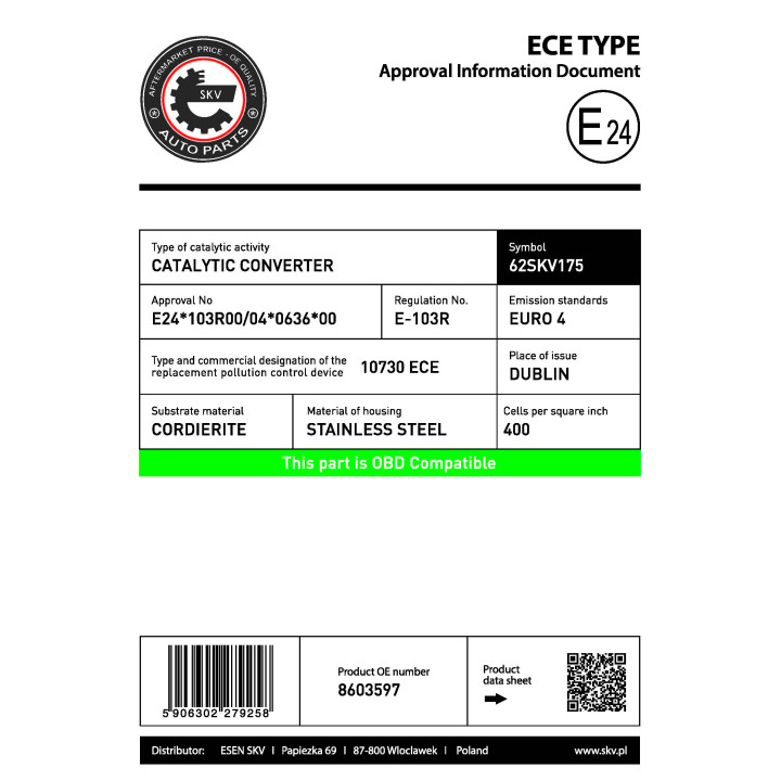 Katalizator ESEN SKV 62SKV175
