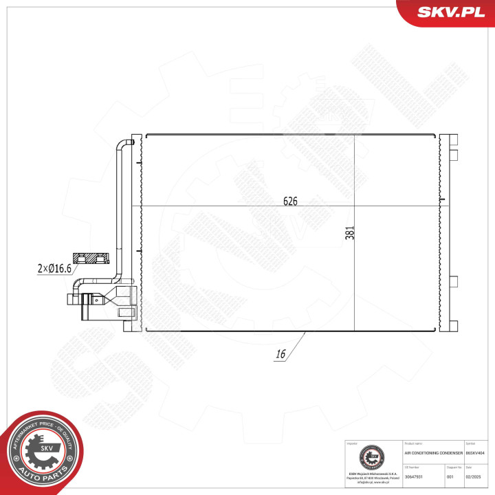 Skraplacz klimatyzacji ESEN SKV 86SKV404