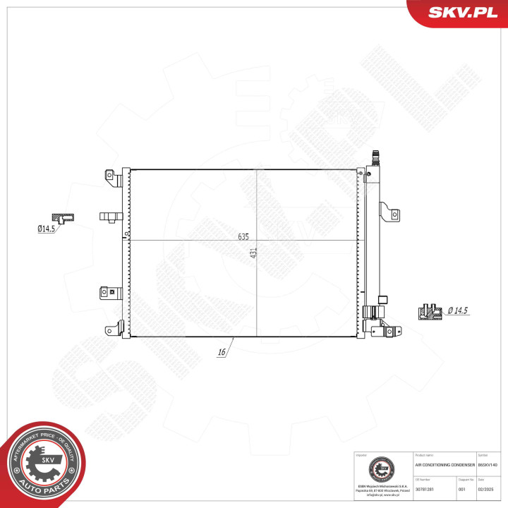 Skraplacz klimatyzacji ESEN SKV 86SKV140