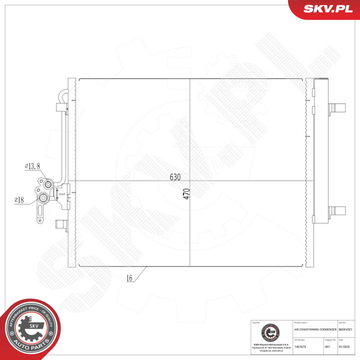 Skraplacz klimatyzacji ESEN SKV 86SKV021