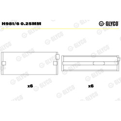 Panewki wału korbowego GLYCO H981/6 0.25mm