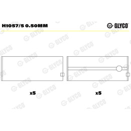 Panewki wału korbowego GLYCO H1057/5 0.50mm