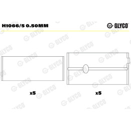 Panewki wału korbowego GLYCO H1066/5 0.50mm