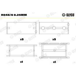 Panewki wału korbowego GLYCO H046/6 0.25mm