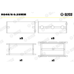 Panewki wału korbowego GLYCO H046/6 0.25mm