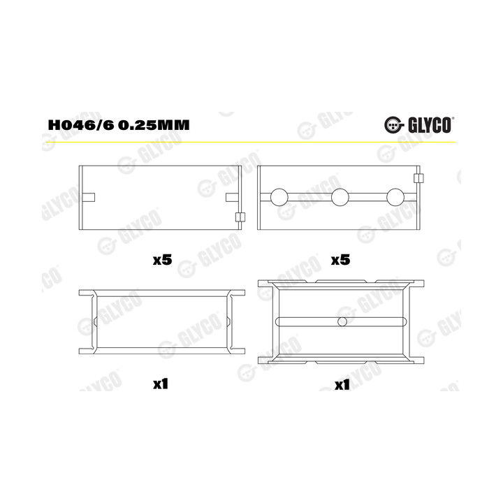 Panewki wału korbowego GLYCO H046/6 0.25mm