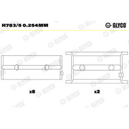 Panewki wału korbowego GLYCO H783/5 0.254mm