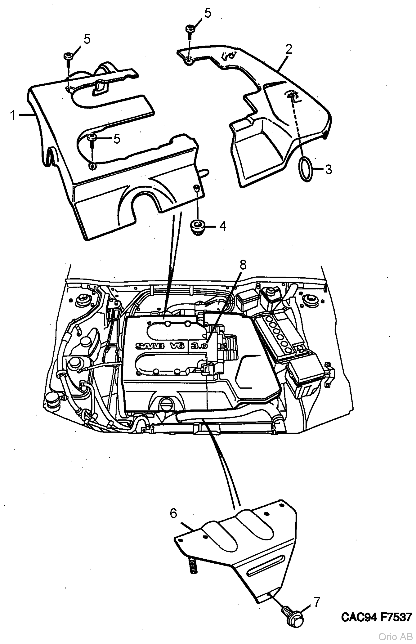 Engine bay cover - 6-cylinder (1994 - 1998, 6-CYL)