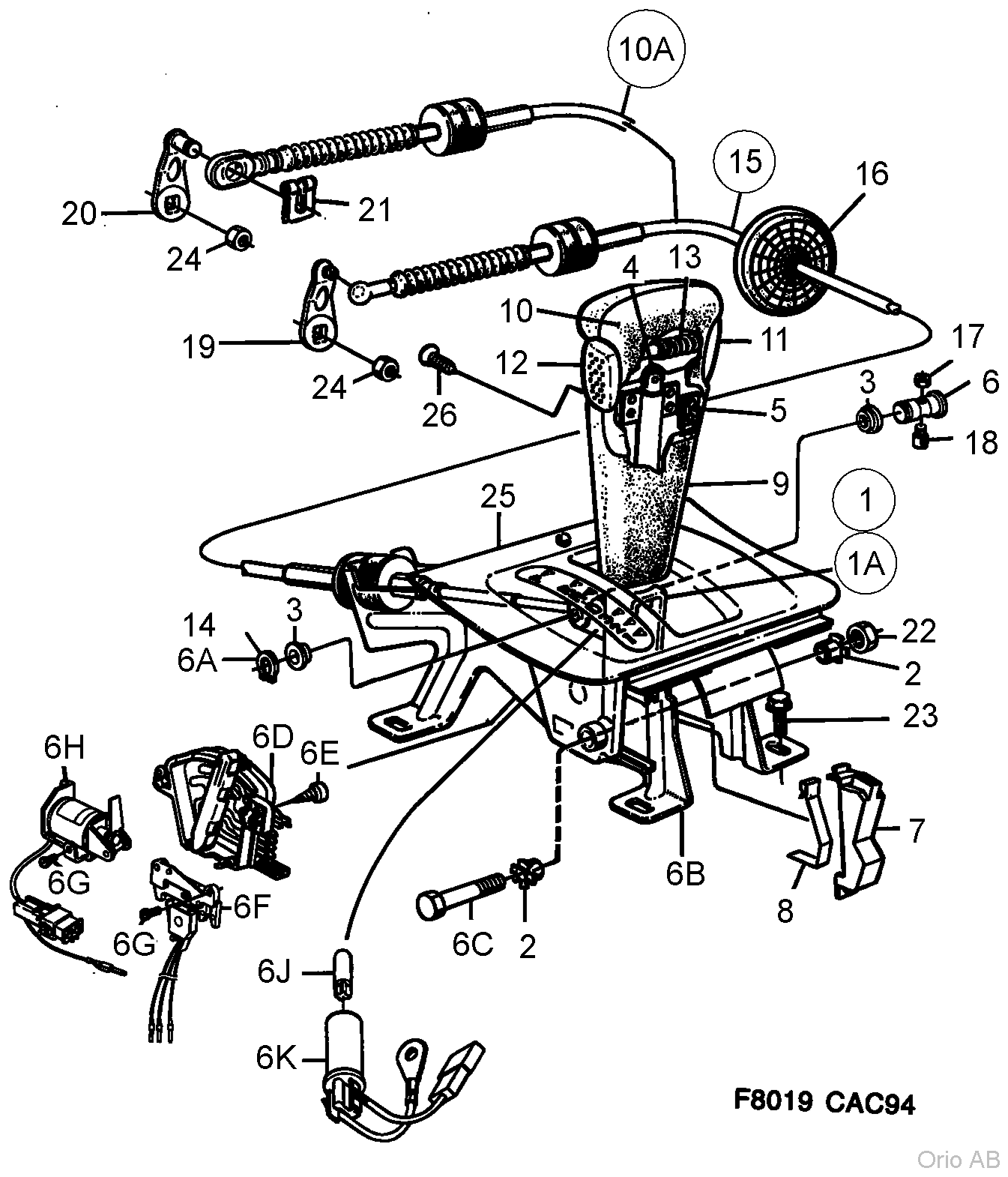 Gear selector lever (1994 - 1998, A)