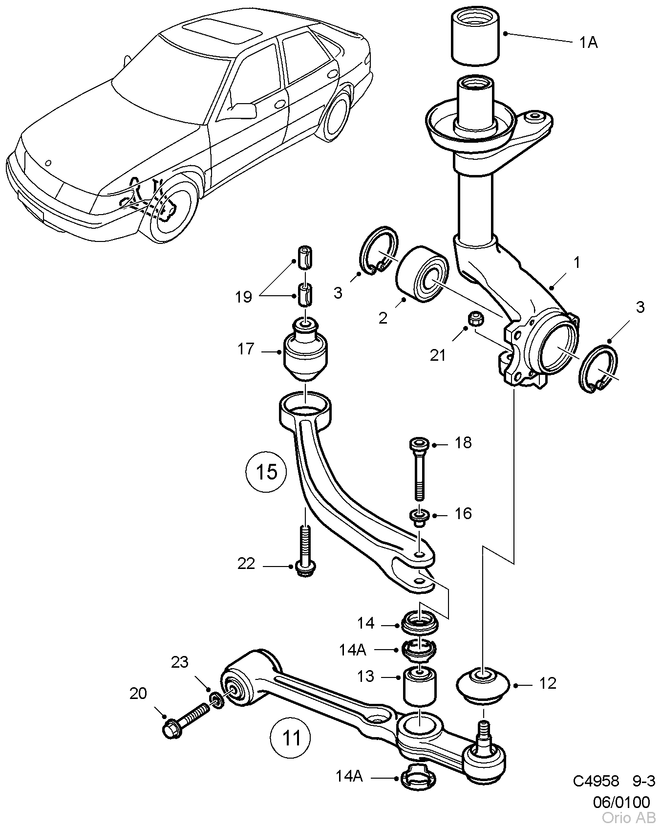 Front wheel suspension (1998 - 2003)