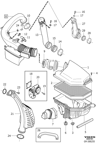 air cleaner and throttle housing